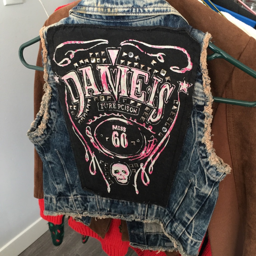 Denim Vest with Graphic Design